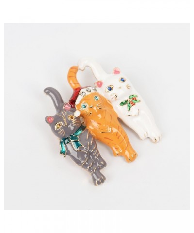 Cute Cat Brooch Pin Enamel Animal Pet 3 Cats Lapel Pins Clip Jacket Badge Dress Suit Sweater Scarves Rhinestone Brooches Pins...