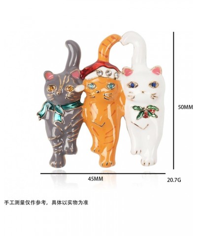 Cute Cat Brooch Pin Enamel Animal Pet 3 Cats Lapel Pins Clip Jacket Badge Dress Suit Sweater Scarves Rhinestone Brooches Pins...