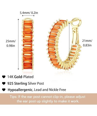 Trendy CZ Gold Hoop Earrings for Women, Lightweight Chunky Silver Earrings for Girls 14K Real Gold Plated Hoops Earrings Hypo...