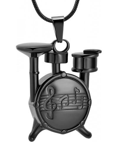 Unique Drum Set Music Charm Necklace Urn Pet/Human Cremation Pendant Necklace Jewelry for Ashes Cremation Jewelry Black $12.9...