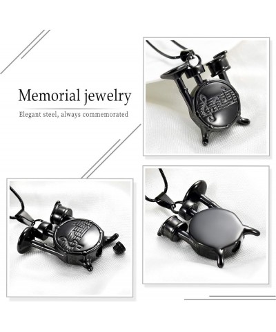 Unique Drum Set Music Charm Necklace Urn Pet/Human Cremation Pendant Necklace Jewelry for Ashes Cremation Jewelry Black $12.9...