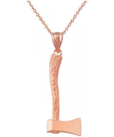 10K Yellow, White, or Rose Gold 1-2/5" Ax Axe Charm Pendant Necklace - Choice of Metal & Length 10K Rose Gold 16.0 Inches $53...