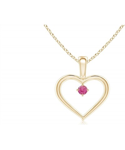 Natural Pink Sapphire Heart Pendant Necklace for Women, Girls in 14K Solid Gold/Platinum | September Birthstone | Jewelry Gif...