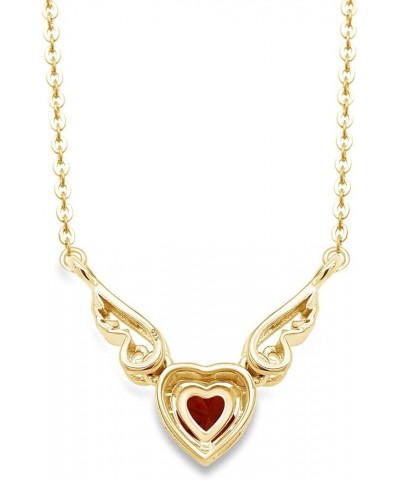 Angel Wings Heart Pendant Necklace In 14K Gold Over Sterling Silver yellow-gold-plated-silver : Garnet $21.12 Necklaces