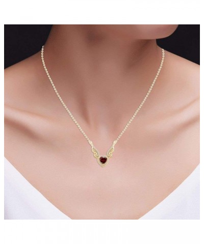 Angel Wings Heart Pendant Necklace In 14K Gold Over Sterling Silver yellow-gold-plated-silver : Garnet $21.12 Necklaces