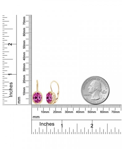 18K Yellow Gold Plated Silver Pink Created Sapphire Dangle Earrings For Women (4.80 Cttw, Oval 9X7MM) $28.99 Earrings