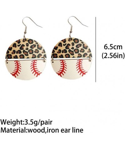 Sports Game Ball Earrings Football Basketball Leopard Print Wooden Drop Earrings for Women Girls Lightweight Round Baseball R...