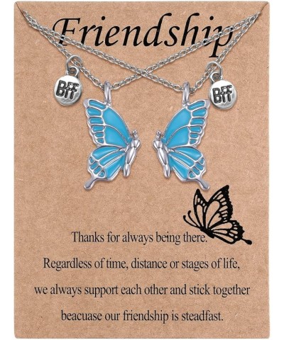 Two Butterfly Wing Necklaces 2 Separate Chained Butterfly Pieces BFF Best Friend Soul Gift for 2 Friendship Necklace green bu...