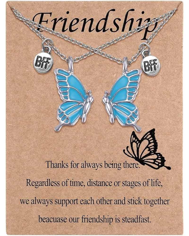 Two Butterfly Wing Necklaces 2 Separate Chained Butterfly Pieces BFF Best Friend Soul Gift for 2 Friendship Necklace green bu...