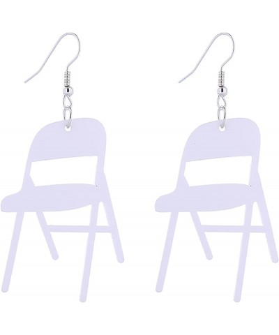 Folding Chair Earrings for Women, Fun Combat Acrylic Chair Drop Earrings for Female Girls Earrings Jewelry White $7.79 Earrings