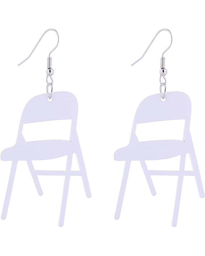 Folding Chair Earrings for Women, Fun Combat Acrylic Chair Drop Earrings for Female Girls Earrings Jewelry White $7.79 Earrings