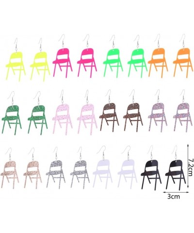 Folding Chair Earrings for Women, Fun Combat Acrylic Chair Drop Earrings for Female Girls Earrings Jewelry White $7.79 Earrings