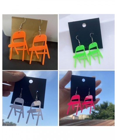 Folding Chair Earrings for Women, Fun Combat Acrylic Chair Drop Earrings for Female Girls Earrings Jewelry White $7.79 Earrings