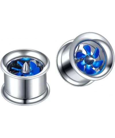 2 PCS Fashion Windmill Turbine Stainless-Steel Ear Plugs Tunnels Gauges Stretcher Piercings 8m-20mm Blue 8mm $10.70 Body Jewelry