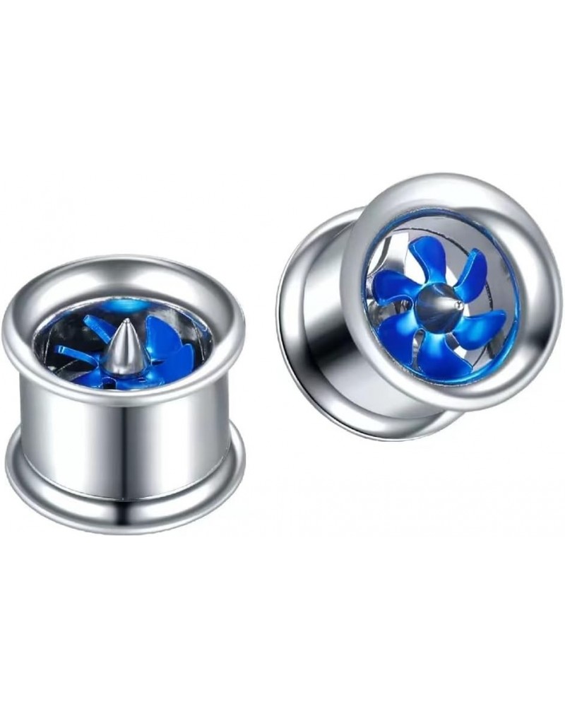 2 PCS Fashion Windmill Turbine Stainless-Steel Ear Plugs Tunnels Gauges Stretcher Piercings 8m-20mm Blue 8mm $10.70 Body Jewelry