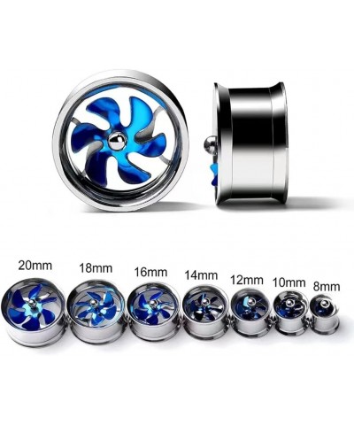 2 PCS Fashion Windmill Turbine Stainless-Steel Ear Plugs Tunnels Gauges Stretcher Piercings 8m-20mm Blue 8mm $10.70 Body Jewelry