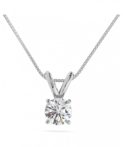 14K White Gold Moissanite Diamond Round Cut Pendant | Solid Bail | 7.0mm | 1.25 CTW | Pendant Only | Made in USA 18" Chain ( ...