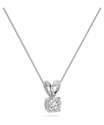 14K White Gold Moissanite Diamond Round Cut Pendant | Solid Bail | 7.0mm | 1.25 CTW | Pendant Only | Made in USA 18" Chain ( ...