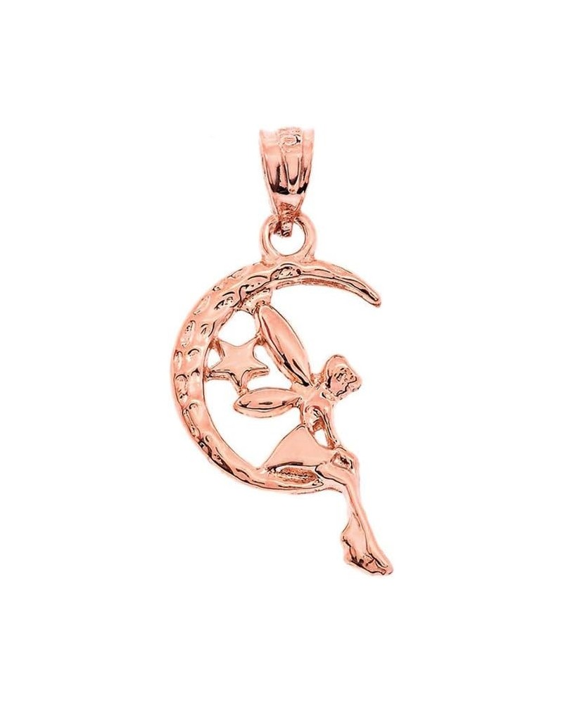 10k Tinkerbell Fairy Tale on the Moon Charm Pendant Rose Gold $33.59 Pendants