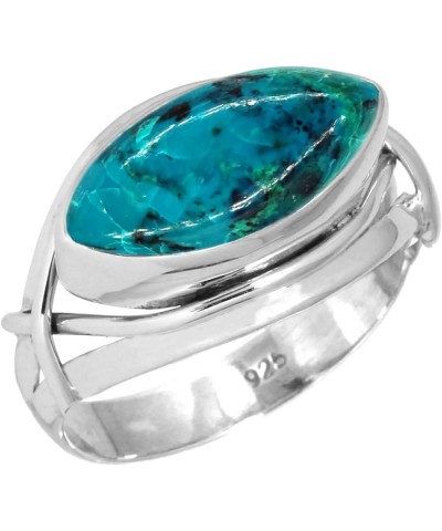 925 Sterling Silver Handmade Ring for Women 8x16 Marquoise Gemstone Fashion Jewelry for Gift (99106_R) Chrysocolla $16.65 Rings