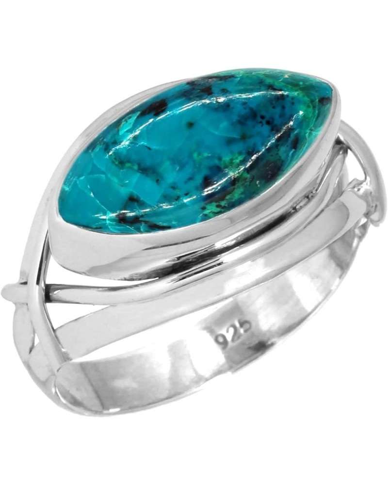 925 Sterling Silver Handmade Ring for Women 8x16 Marquoise Gemstone Fashion Jewelry for Gift (99106_R) Chrysocolla $16.65 Rings