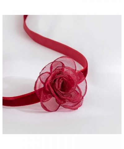 Lace Velvet Flower Choker Necklace for Women Gothic Floral Lace Choker Bride Wedding Photography Accessories wine red $8.37 N...