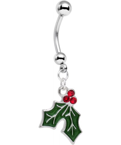 Holiday Mistletoe Dangle Belly Ring Created with Crystal $9.17 Body Jewelry