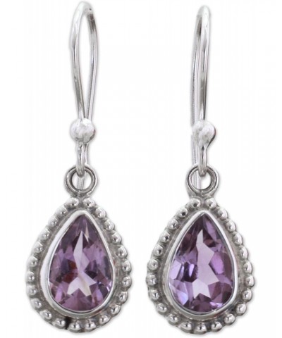 Artisan Handmade Amethyst Dangle Earrings .925 Sterling Silver from India Purple Birthstone 'Radiant Lilac' $17.20 Earrings