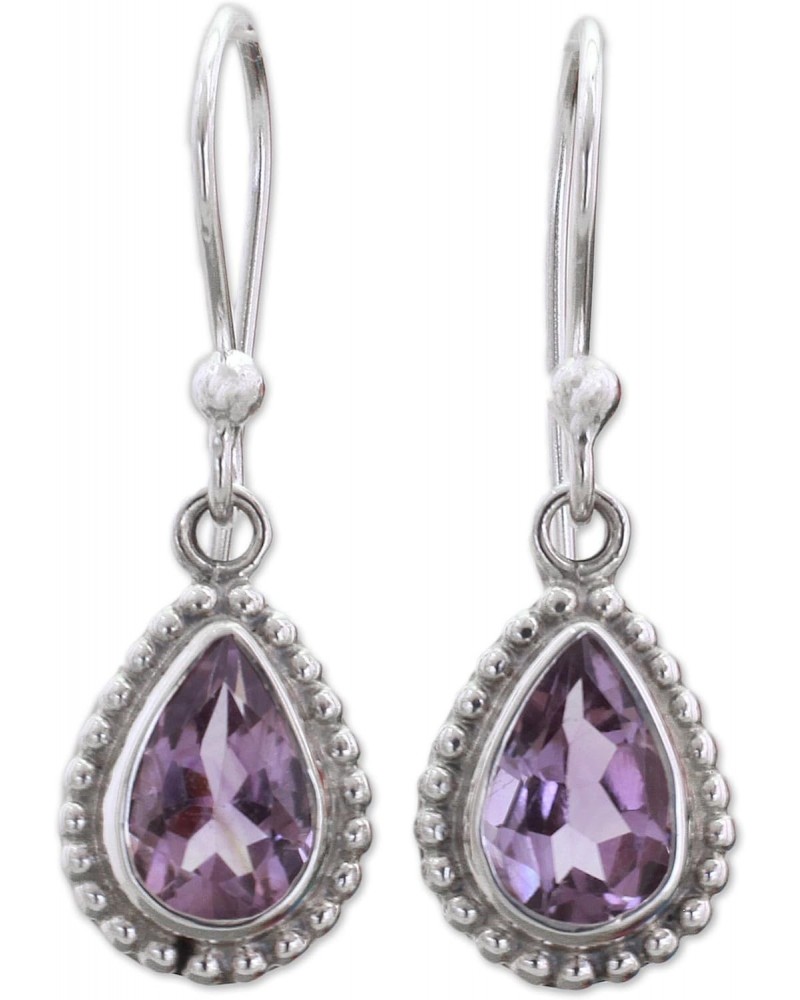 Artisan Handmade Amethyst Dangle Earrings .925 Sterling Silver from India Purple Birthstone 'Radiant Lilac' $17.20 Earrings