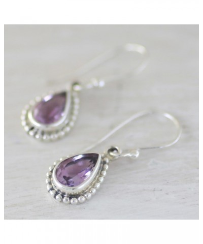 Artisan Handmade Amethyst Dangle Earrings .925 Sterling Silver from India Purple Birthstone 'Radiant Lilac' $17.20 Earrings