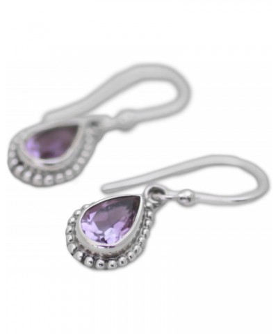 Artisan Handmade Amethyst Dangle Earrings .925 Sterling Silver from India Purple Birthstone 'Radiant Lilac' $17.20 Earrings