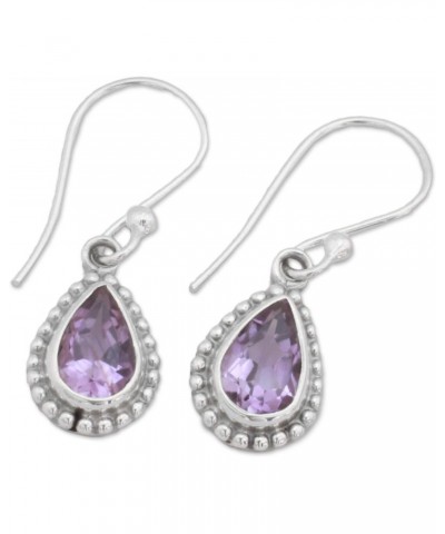 Artisan Handmade Amethyst Dangle Earrings .925 Sterling Silver from India Purple Birthstone 'Radiant Lilac' $17.20 Earrings