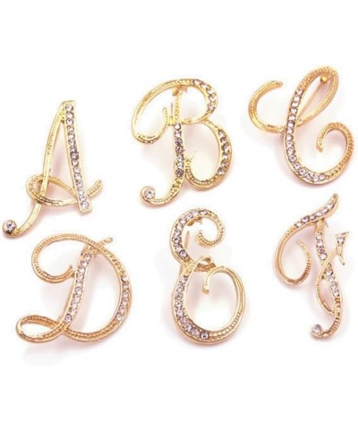 Women A-Z Initial Pins 26 Letters Pins Gold Plated Metal Brooches Clear Crystal Rhinestone Brooch Breastpin Badge Letters A $...