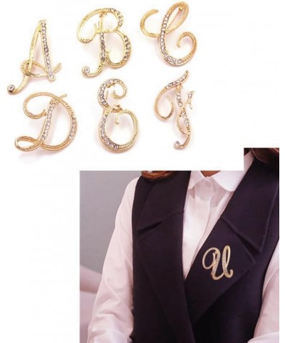 Women A-Z Initial Pins 26 Letters Pins Gold Plated Metal Brooches Clear Crystal Rhinestone Brooch Breastpin Badge Letters A $...