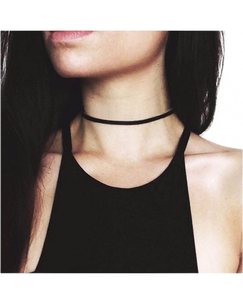 Vintage Suede Choker Necklace Black Velvet Choker Necklace Short Thin Black Necklace Boho Necklace Jewelry for Women and Girl...