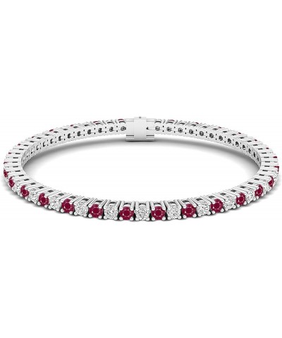 14K Round Cut Real Ruby & White Diamond Ladies Tennis Bracelet, White Gold 7.0 carats $551.89 Bracelets