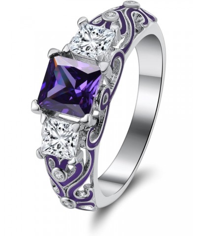 Cherri Purple Princess Cut Engagement Wedding Band Bridal Set $14.49 Sets