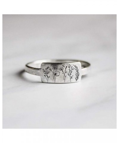 Wildflowers Ring for Women S925 Sterling Silver Wildflower Nature Ring Flower Jewelry Style C-Rose $20.87 Rings