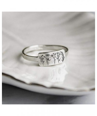 Wildflowers Ring for Women S925 Sterling Silver Wildflower Nature Ring Flower Jewelry Style C-Rose $20.87 Rings