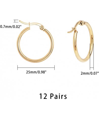 24pcs Huggie Earrings Golden Hoop Earrings Hypoallergenic Stainless Steel Hoop Earring 1x0.7mm Pin Hoop Earrings Set Earwires...