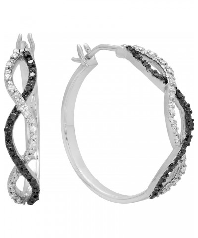 0.30 Carat (ctw) Round Black & White Diamond Infinity Swirl Hinged Post Hoop Earrings for Women in 925 Sterling Silver $71.47...