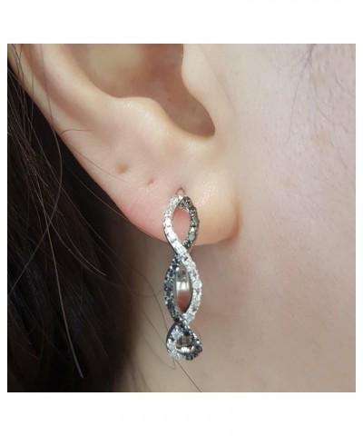 0.30 Carat (ctw) Round Black & White Diamond Infinity Swirl Hinged Post Hoop Earrings for Women in 925 Sterling Silver $71.47...