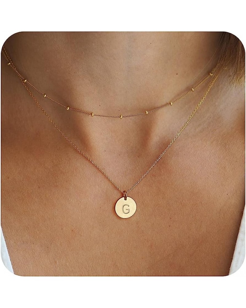 Layered Initial Necklaces for Women 14K Gold Plated Letter Necklace Dainty Gold Layering Necklaces for Women Trendy Initial C...