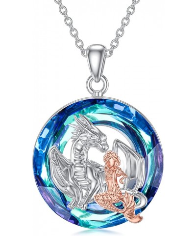 Mermaid Dragon Phoenix Necklace in Sterling Silver Jewelry Gifts for Women Girl Dragon & Mermaid $23.64 Necklaces