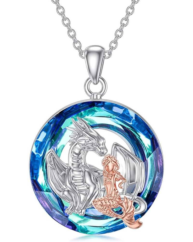 Mermaid Dragon Phoenix Necklace in Sterling Silver Jewelry Gifts for Women Girl Dragon & Mermaid $23.64 Necklaces