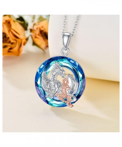 Mermaid Dragon Phoenix Necklace in Sterling Silver Jewelry Gifts for Women Girl Dragon & Mermaid $23.64 Necklaces