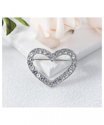 Womens Clear Crystal Rhinestone Valentine Love Heart Fashion Brooch Pin $11.39 Brooches & Pins