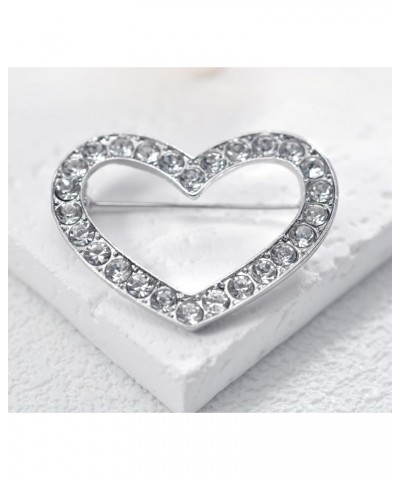 Womens Clear Crystal Rhinestone Valentine Love Heart Fashion Brooch Pin $11.39 Brooches & Pins