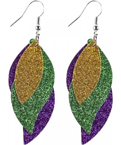 Mardi Gras Theme Earrings for Women Girls Lightweight Carnival Exaggerated Resin Acrylic Mask Teardrop Earrings Glitter Leath...