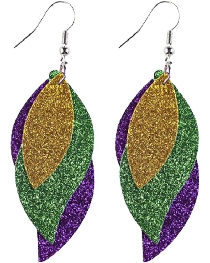 Mardi Gras Theme Earrings for Women Girls Lightweight Carnival Exaggerated Resin Acrylic Mask Teardrop Earrings Glitter Leath...